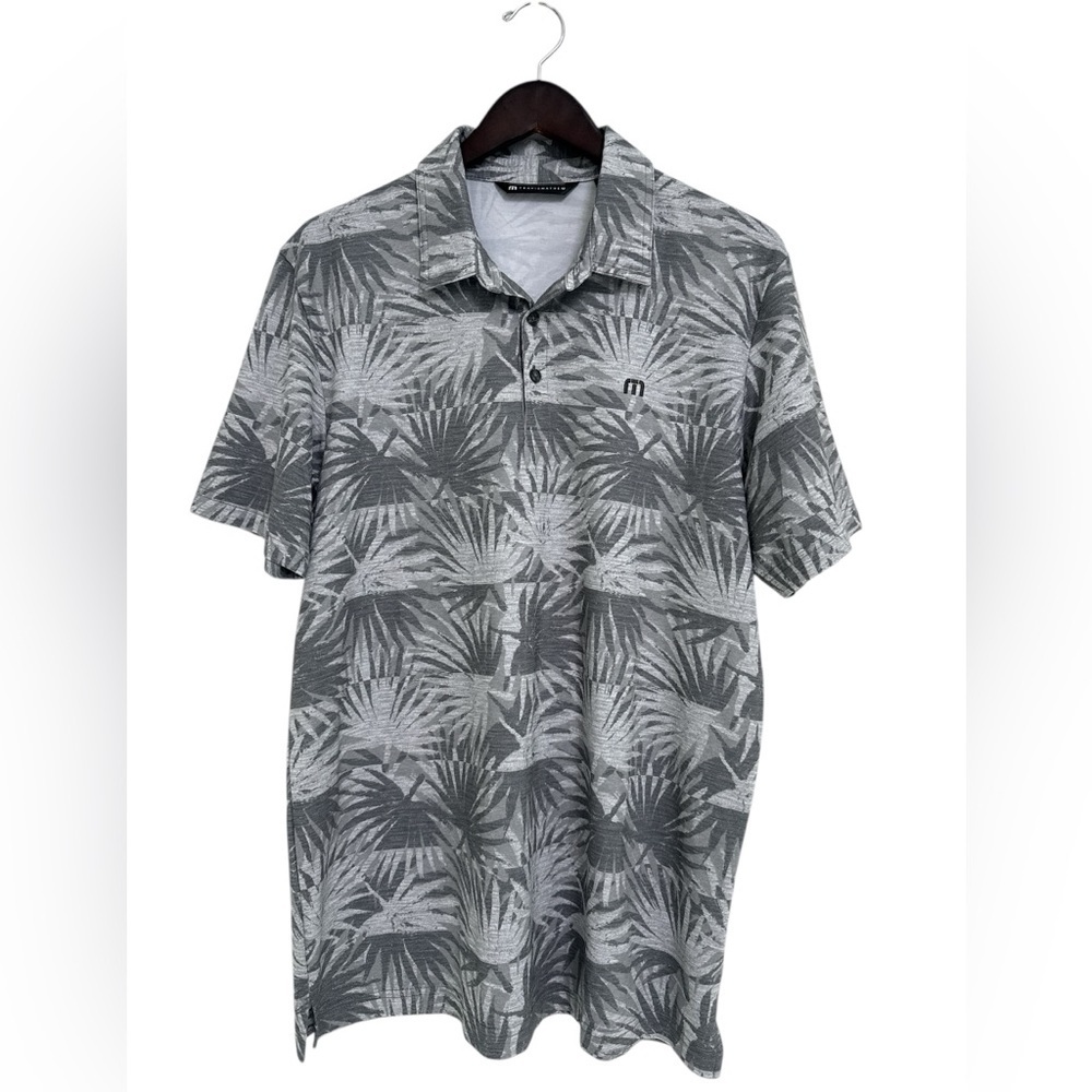 Travis Mathew Gray Hawaiian Print Golf Polo